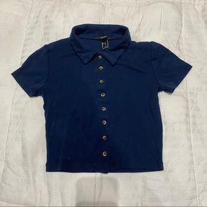 FOREVER 21 Cropped Button Up Top